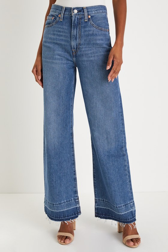Buy Blue High Rise Wide Leg Jeans Online In India.